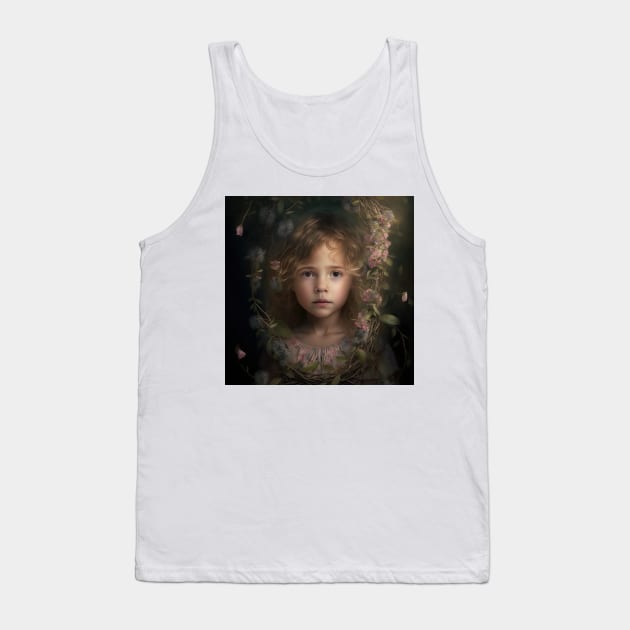 A Young Girl Wearing a Garland of Flowers Tank Top by daniel4510